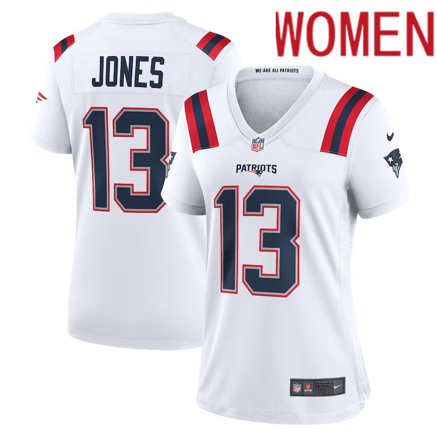 Women New England Patriots 13 Jack Jones Nike White Game Player NFL Jersey